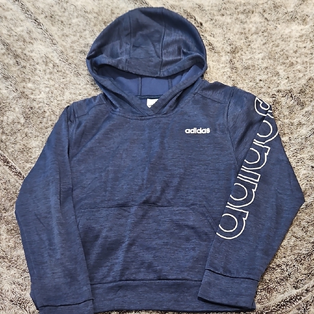 Adidas Kids Navy Hoodie with Logo Sleeve